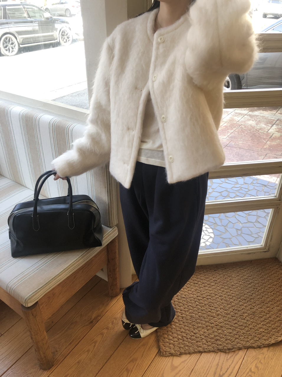 felt wool jacket (1color) / 울자켓 울코트 숏자켓 겨울자켓 아이보리자켓 크림자켓 크림코트 아이보리코트 라운드넥 상세 이미지 6
