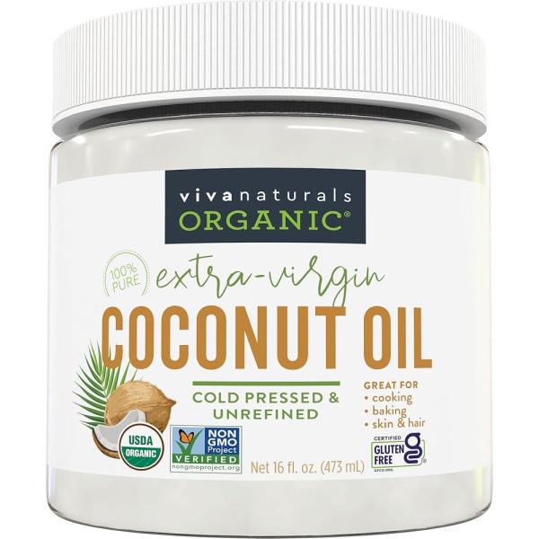 비바내추럴 Viva Naturals 무정제 냉압착 엑스트라 버진 코코넛오일 올가닉 GMO프리 식용 헤어 스킨 : 쇼핑이지easy