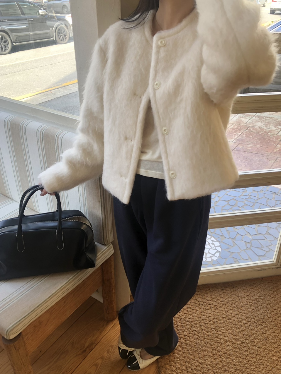 felt wool jacket (1color) / 울자켓 울코트 숏자켓 겨울자켓 아이보리자켓 크림자켓 크림코트 아이보리코트 라운드넥 상세 이미지 7