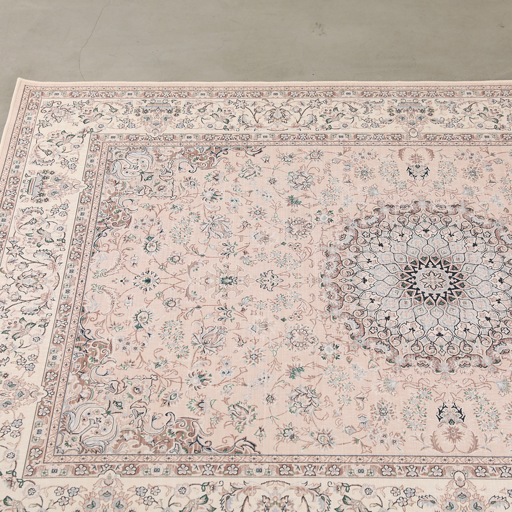 거실 페르시안 먼지없는 워셔블 단모 러그 카페트 피치베이지 150x100