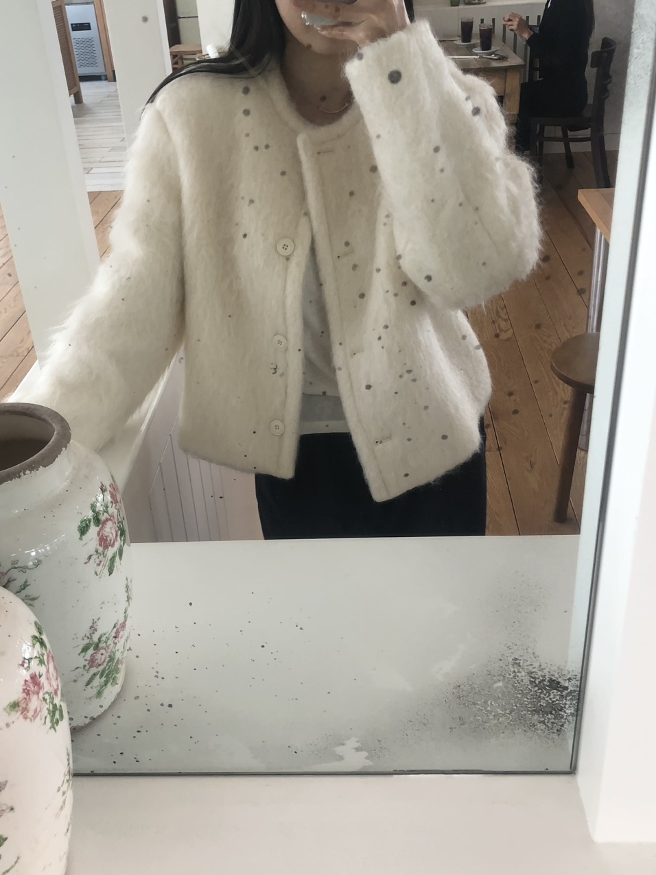 felt wool jacket (1color) / 울자켓 울코트 숏자켓 겨울자켓 아이보리자켓 크림자켓 크림코트 아이보리코트 라운드넥 상세 이미지 8