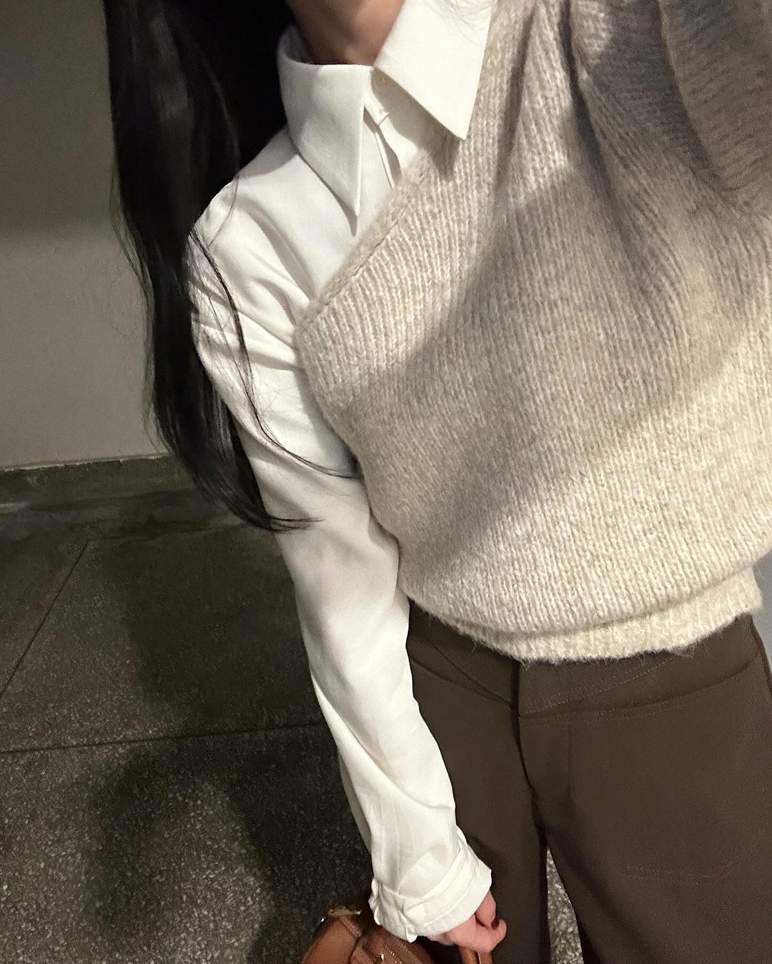 디델 여성 빅카라 울 하객룩 출근룩 오피스룩 오버핏 루즈핏 싱글 롱 코트 상세 이미지 19
