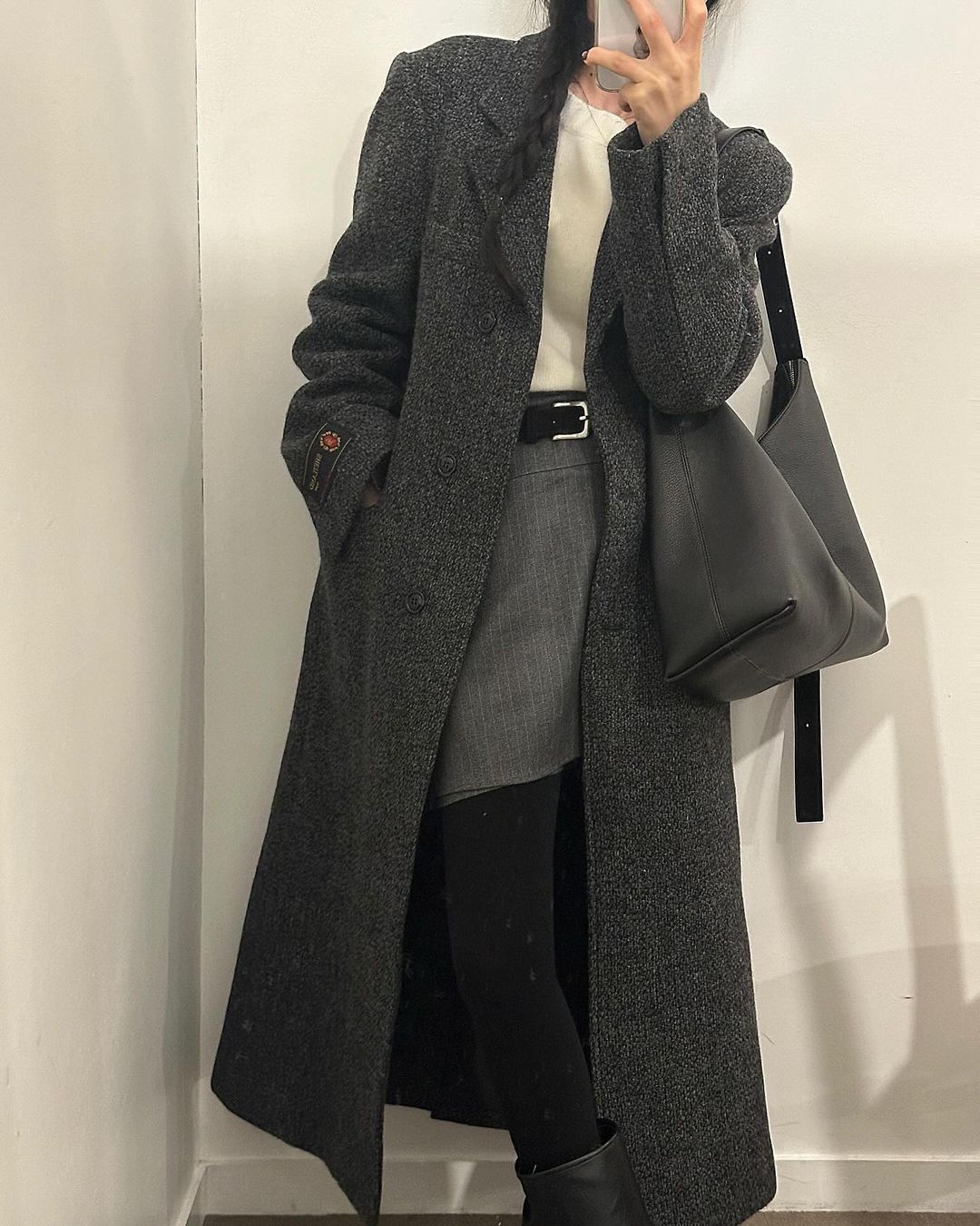 디델 여성 빅카라 울 하객룩 출근룩 오피스룩 오버핏 루즈핏 싱글 롱 코트 상세 이미지 21