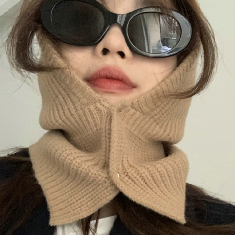 후드 바라클라바 목토시 모자 발라클라바 봄 가을 겨울 니트 따뜻한 넥워머 방한 단추 패션 - 상품 이미지