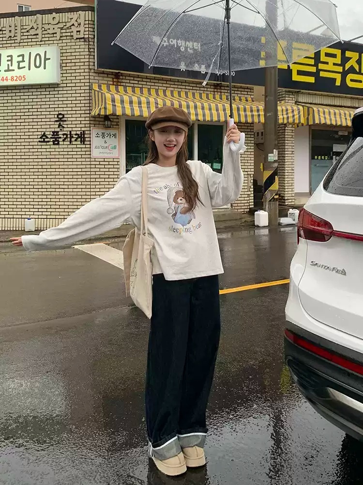 아이들 우기 티셔츠 긴소매 공항패션 루즈핏 빅사이즈 의상 옷 패션 - 상세 이미지 2