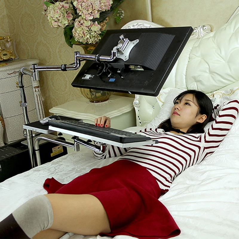 침대 모니터암 거치대 책상 모니터 이동식 스탠드 테이블 누워서 사이드 - 상세 이미지 2