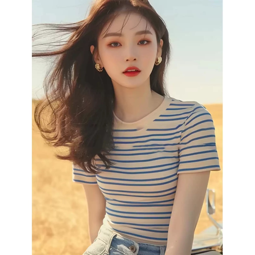 텐트밖은 유럽 이탈리아 3화 이주빈 티셔츠 반팔 스트라이프 슬림핏 의상 옷 패션 - 상세 이미지 4