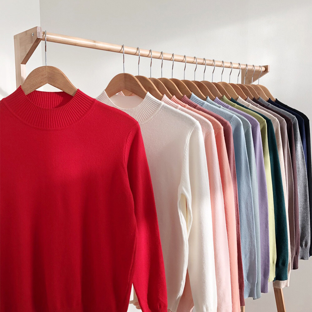 루즈핏 반목폴라 하프넥 캐시미어니트 반목 하이넥 목폴라 여자니트 폴라티 스웨터 크리스마스