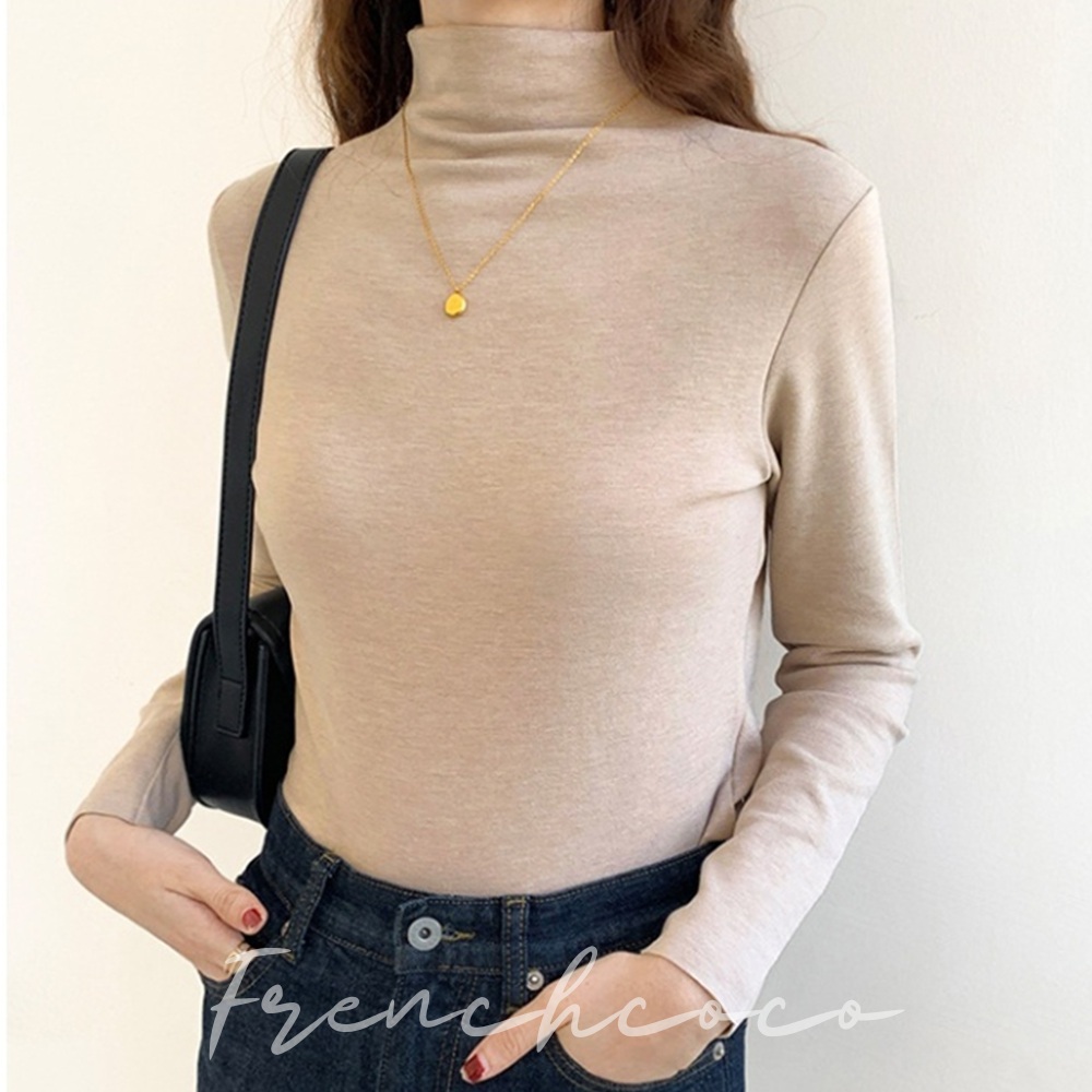 프렌치코코 소프트 반폴라 반목 긴팔 티셔츠 이너 - 상품 이미지