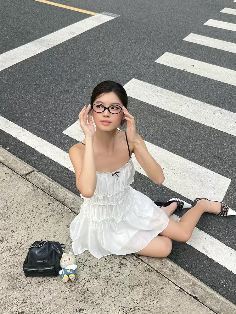 아이들 미연 민소매 원피스 공항패션 레이어드 리본 의상 옷 패션 - 상세 이미지 2