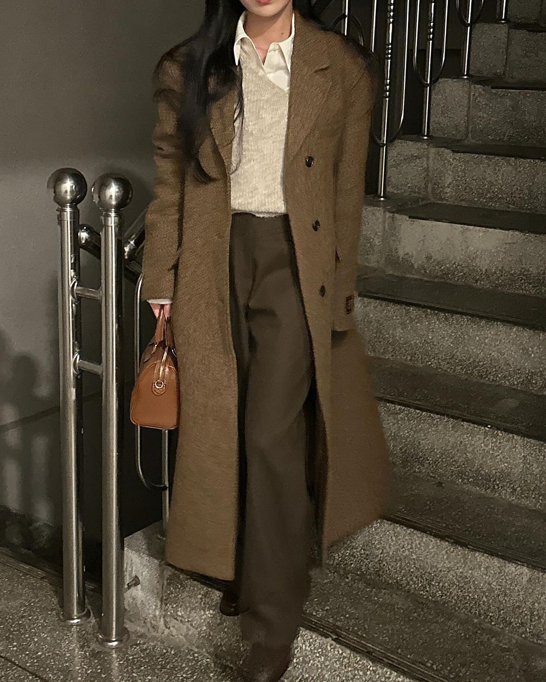 디델 여성 빅카라 울 하객룩 출근룩 오피스룩 오버핏 루즈핏 싱글 롱 코트 상세 이미지 11