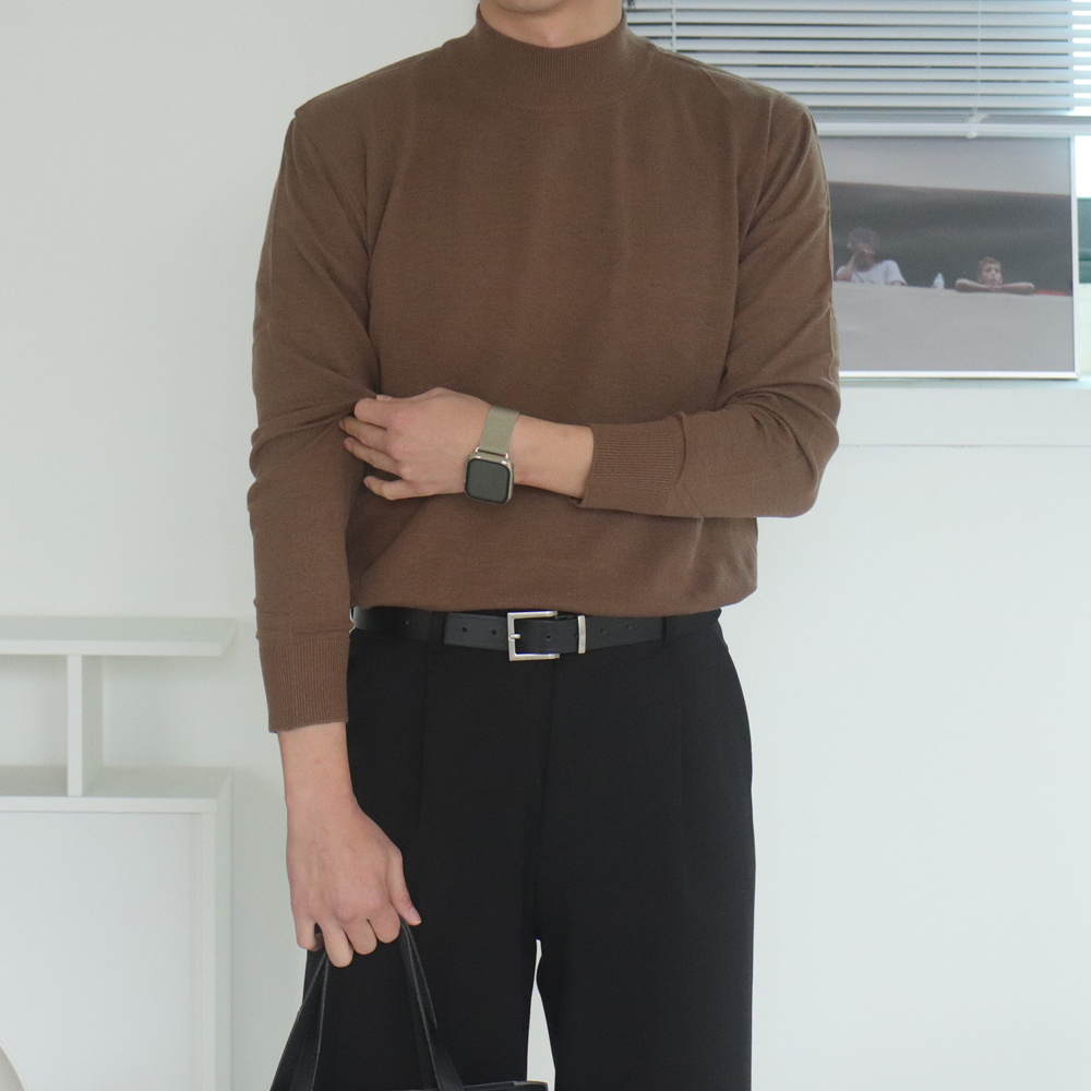 남자 반목폴라 모크넥 이너 비스코스 니트 남자캐시미어니트 - 메인 이미지