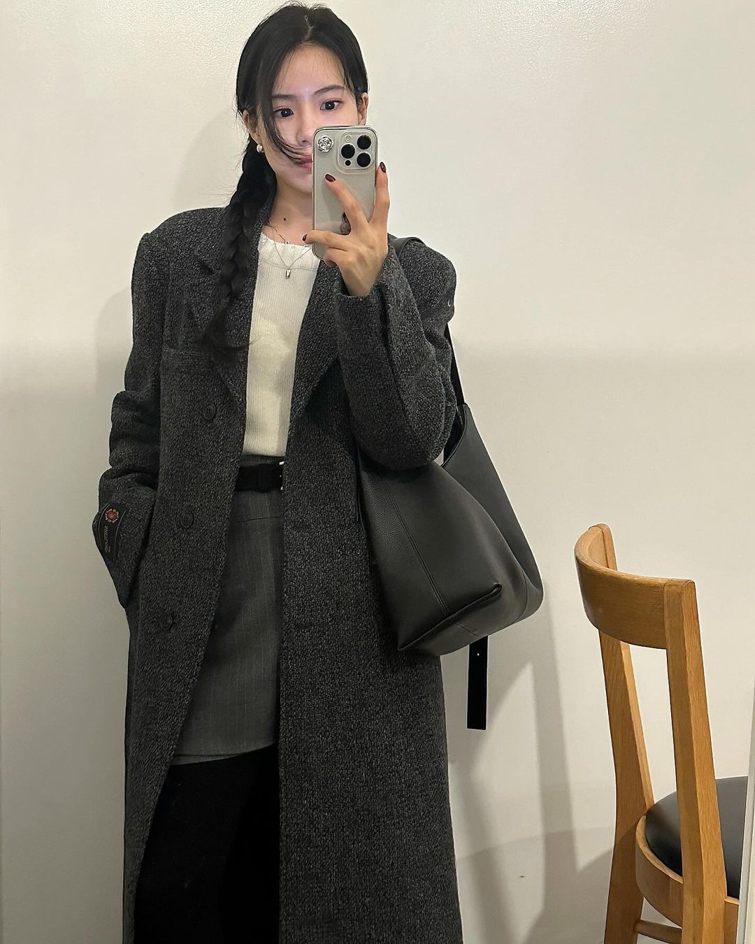 디델 여성 빅카라 울 하객룩 출근룩 오피스룩 오버핏 루즈핏 싱글 롱 코트 상세 이미지 20