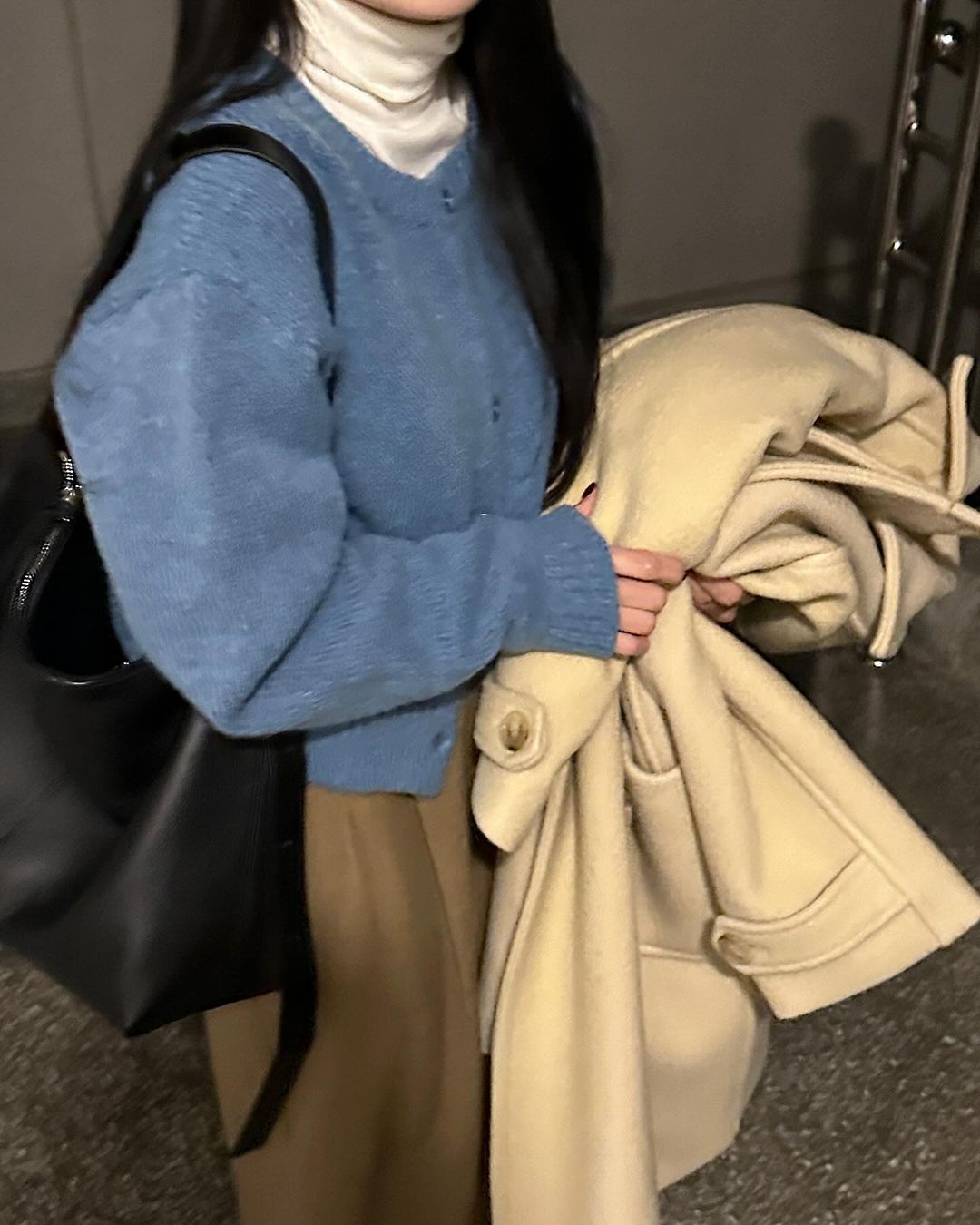 헬핀 여성 겨울 오버핏 루즈핏 하프 더블 울 코트 상세 이미지 6