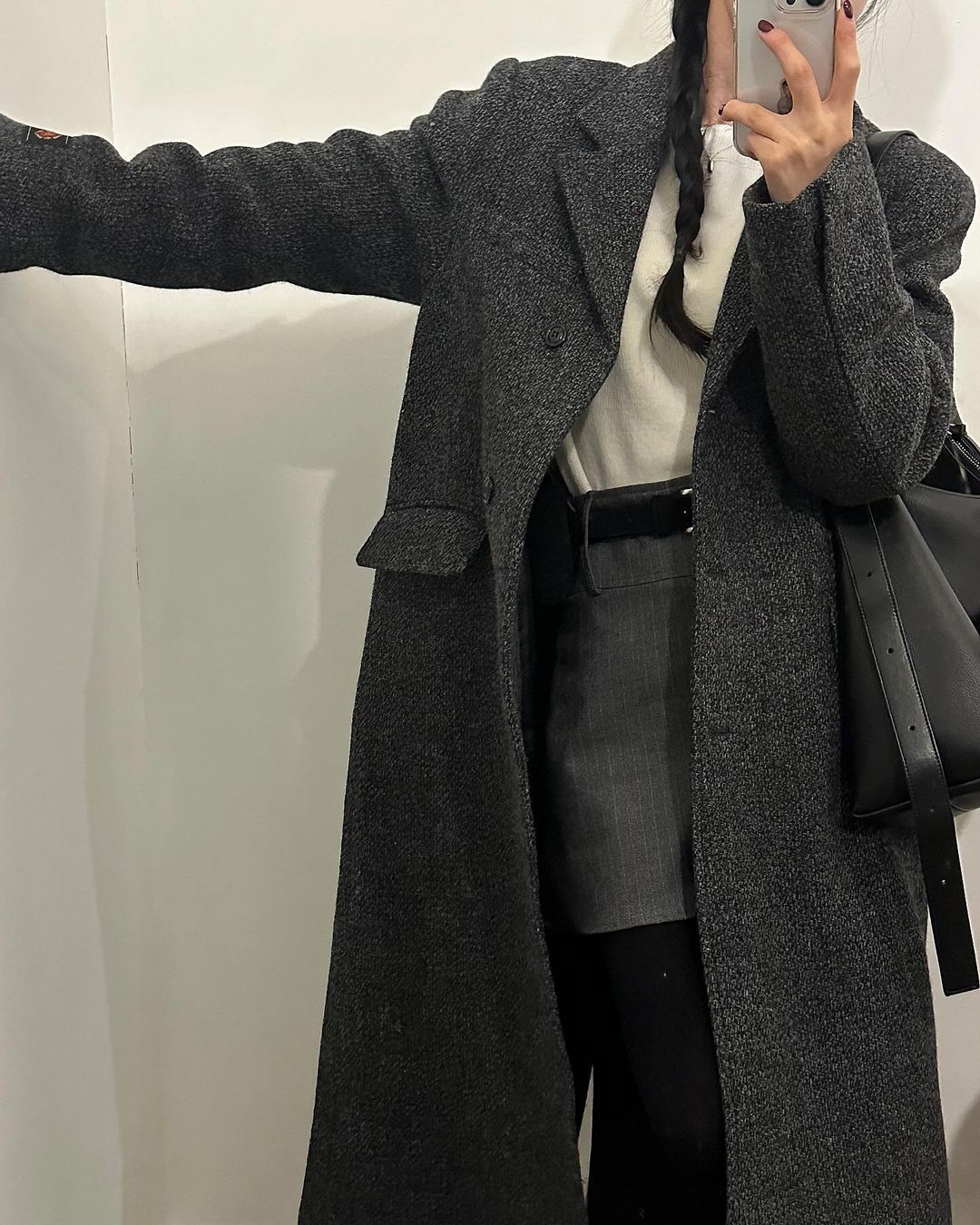 디델 여성 빅카라 울 하객룩 출근룩 오피스룩 오버핏 루즈핏 싱글 롱 코트 상세 이미지 22