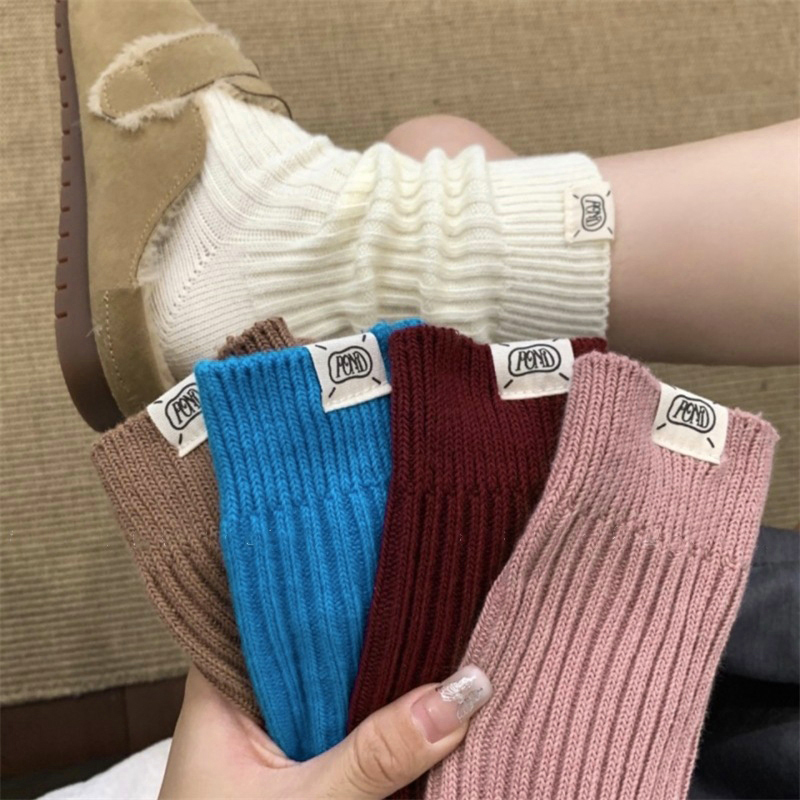 폰드 라벨 니트 골지 겨울 면 패션 양말