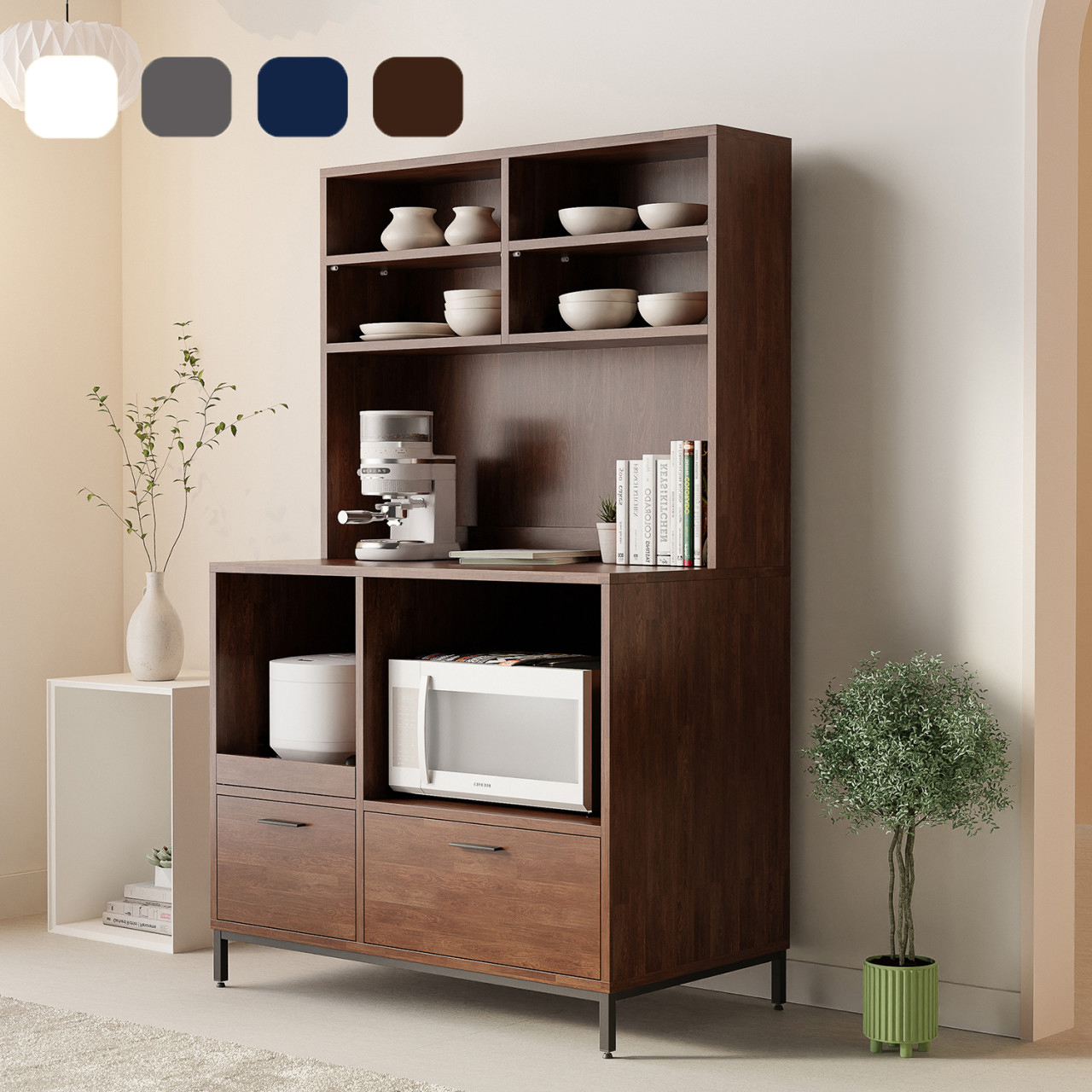 주방수납장 1000 세트 주방 키큰장 그릇장 홈카페수납장 커피머신 선반