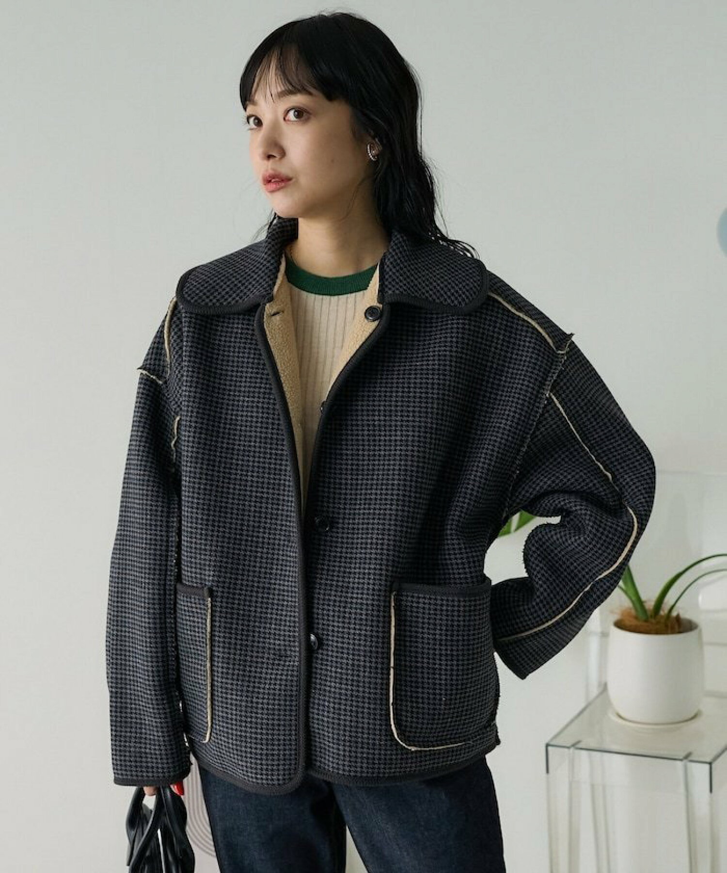 프릭스스토어 FREAKS STORE 리버서블 체크 보아 재킷 뽀글이 자켓 2컬러 - 상세 이미지 2
