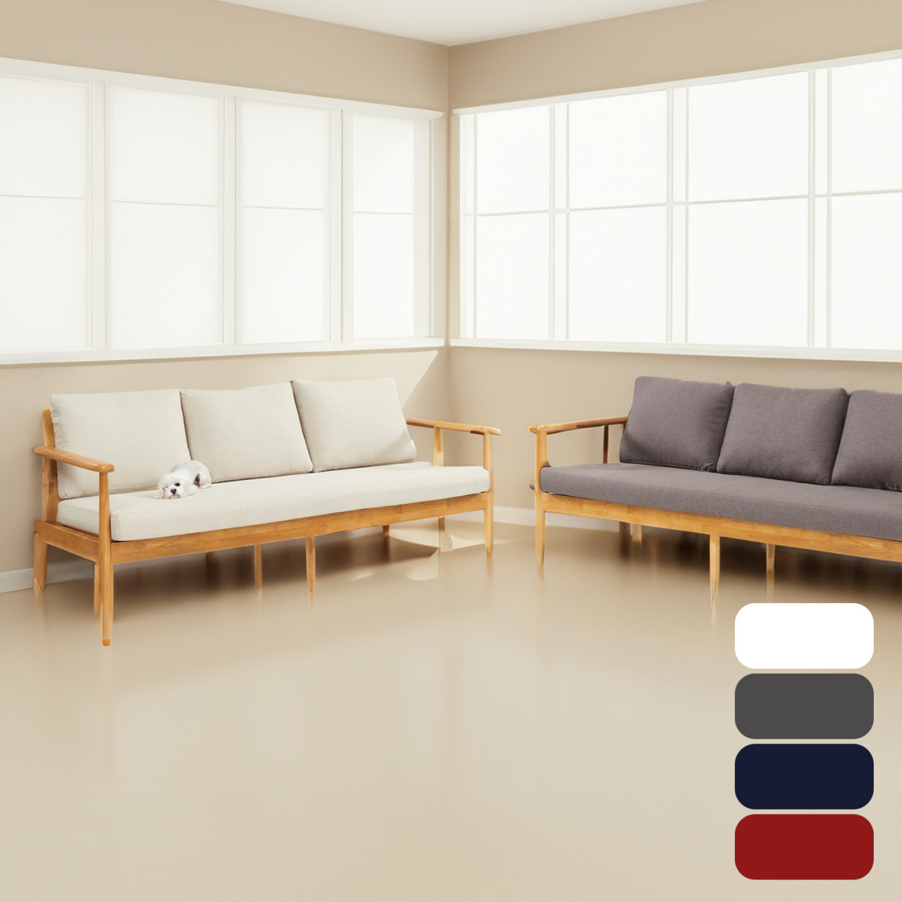 원목소파 3인용 쇼파 카페 소파 다이닝 거실 패브릭 소파