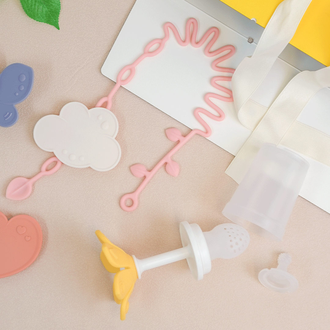 꼬꼬노리 올인원 아기 장난감 선물 3종 치발기 과즙망 촉감놀이 EQ개발 신생아 백일 선물