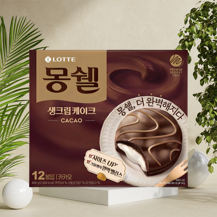 롯데웰푸드 몽쉘통통 생크림케이크 카카오 408g - 상품 이미지