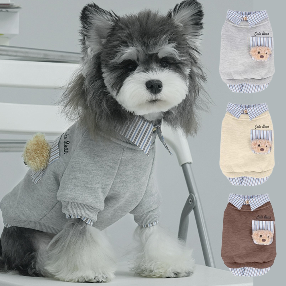 강아지 고양이 옷 겨울 기모 맨투맨 남방 레이어 셔츠 겨울옷 정장 블라우스 티셔츠 - 상품 이미지