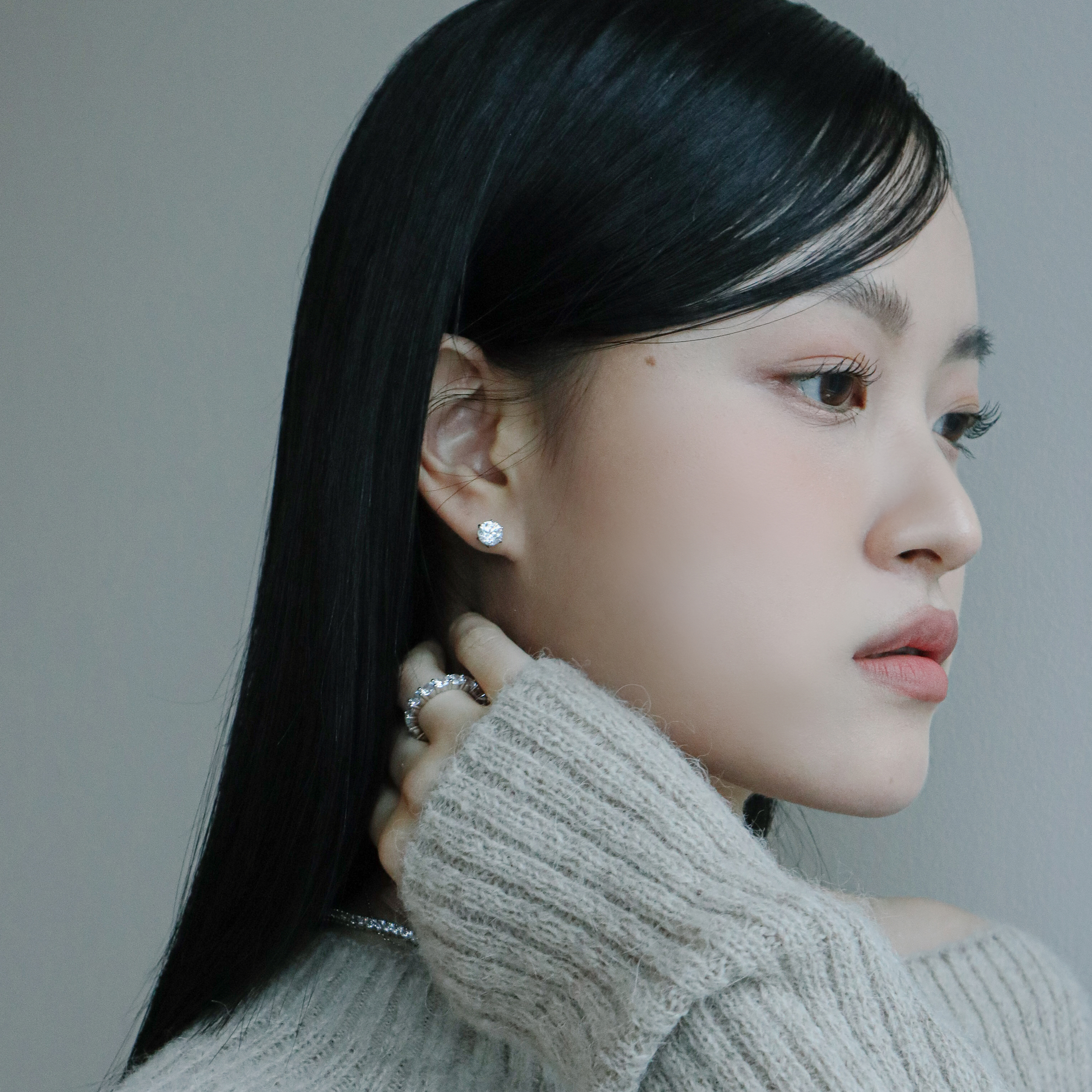 모이사나이트귀걸이 5부 1캐럿 실버 귀걸이 - 메인 이미지