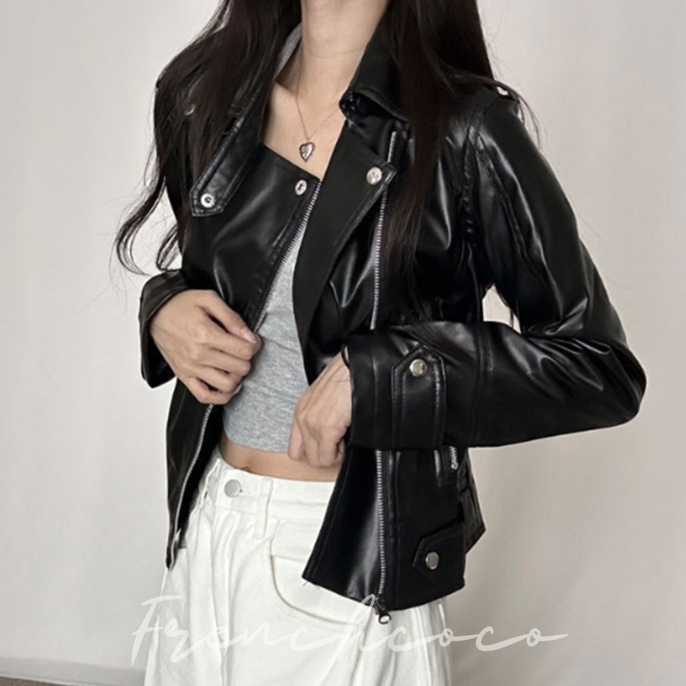 프렌치코코 유광 가죽자켓 레더재킷 가을아우터 라이더