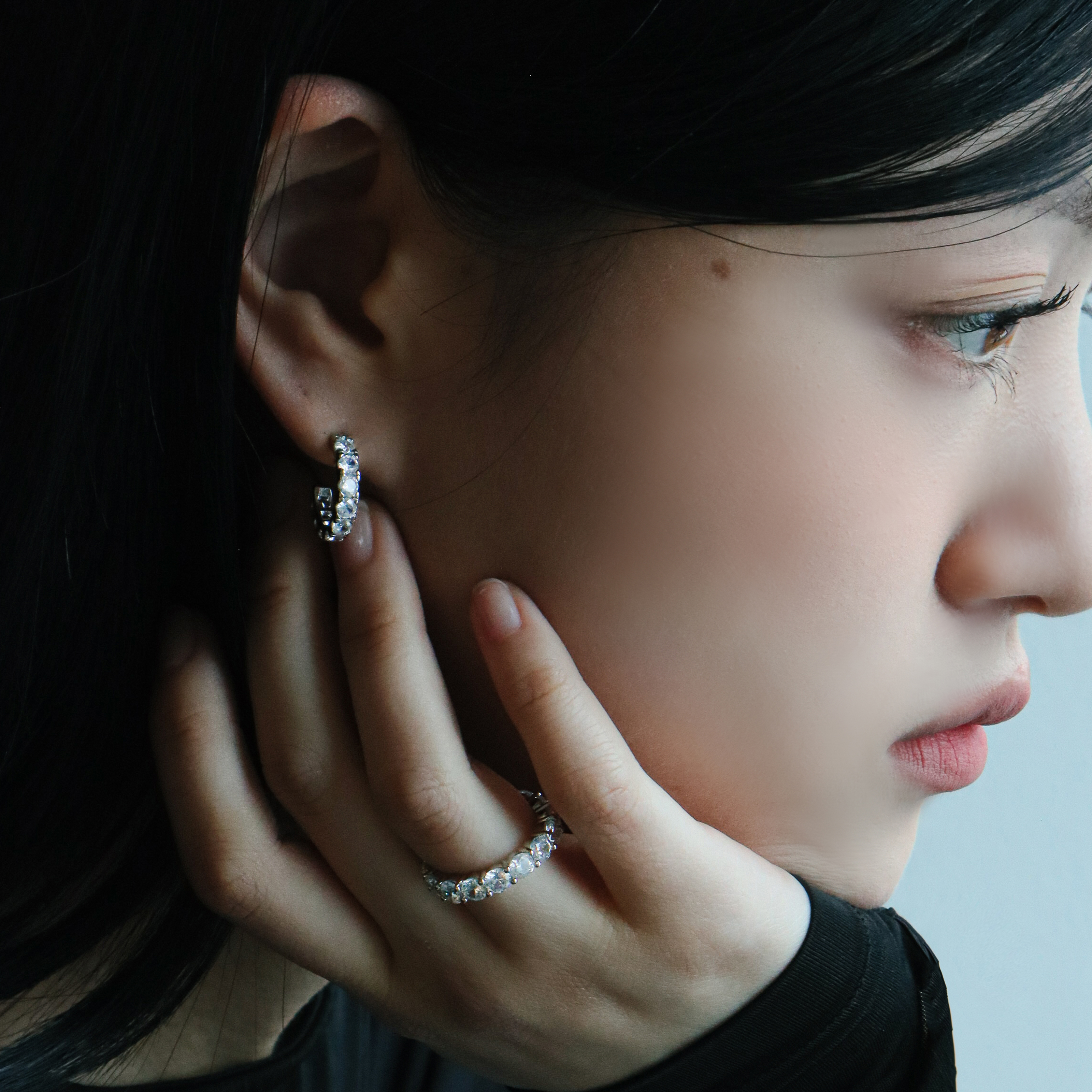 큐빅귀걸이 3mm 화이트 컬러 테니스 귀걸이