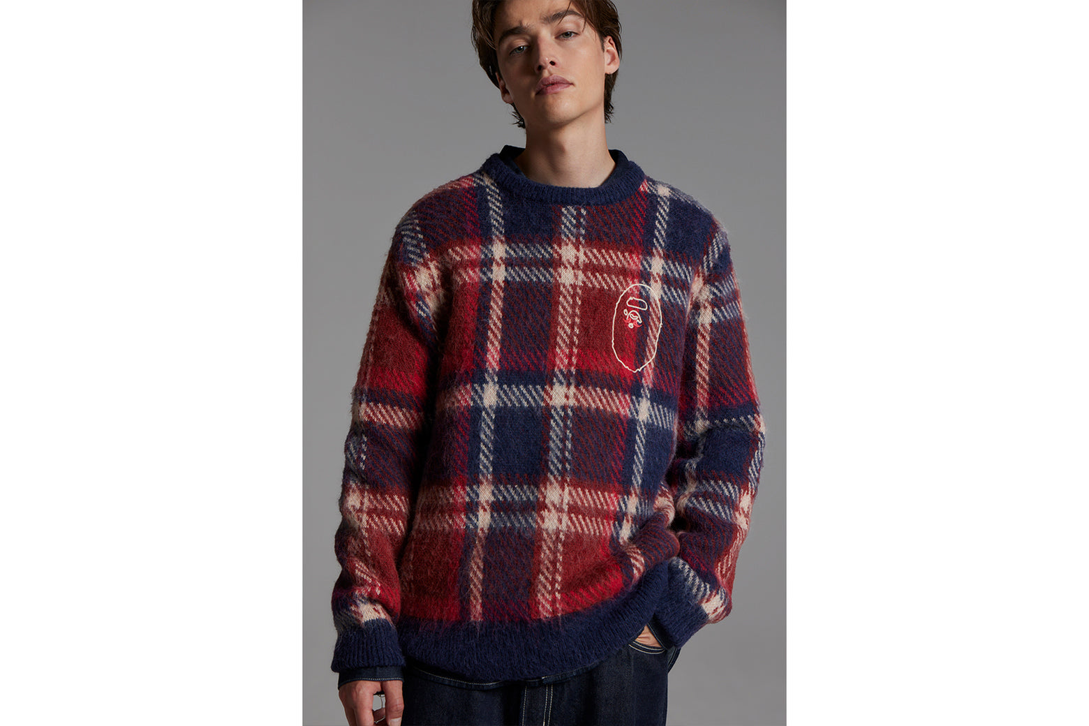베이프 니트 CHECK SWEATER 7K80-120-302 - 상세 이미지 5