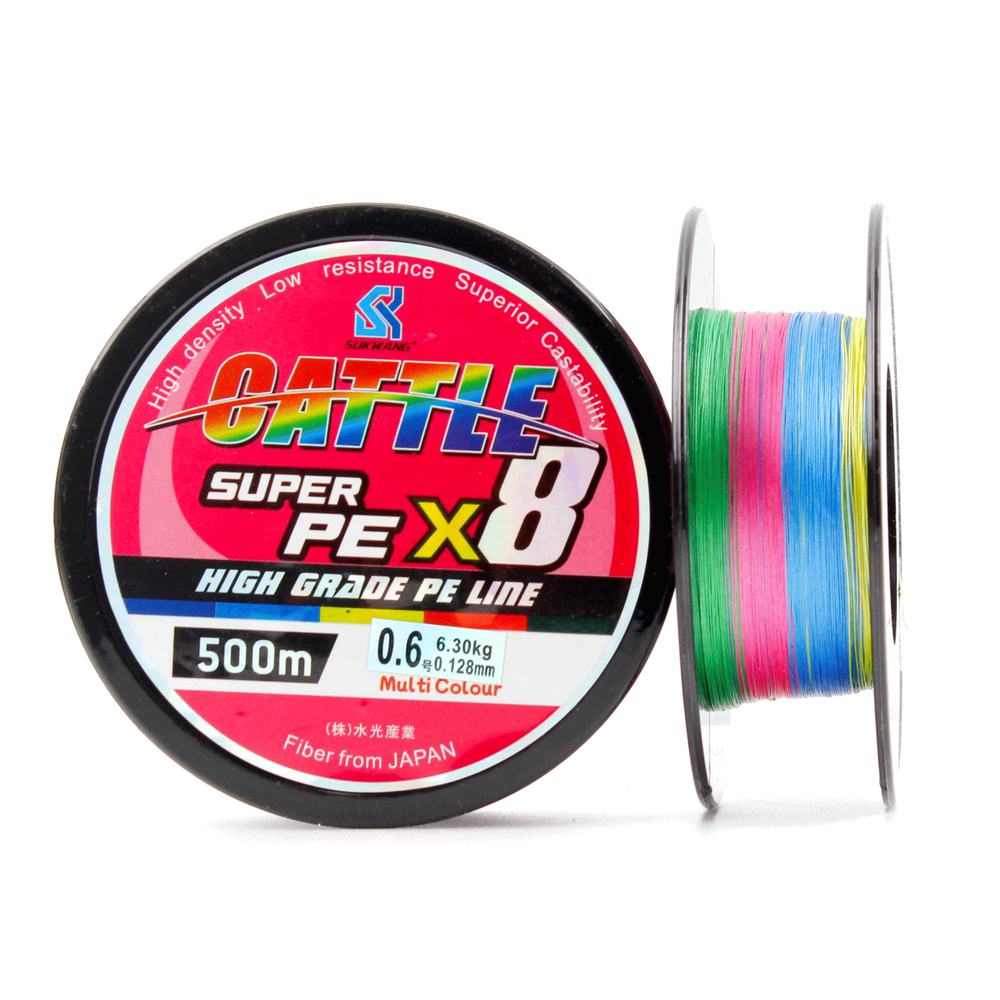 8합사 PE라인 합사줄 낚시줄 캐틀 하이브리드 멀티 오색 500m