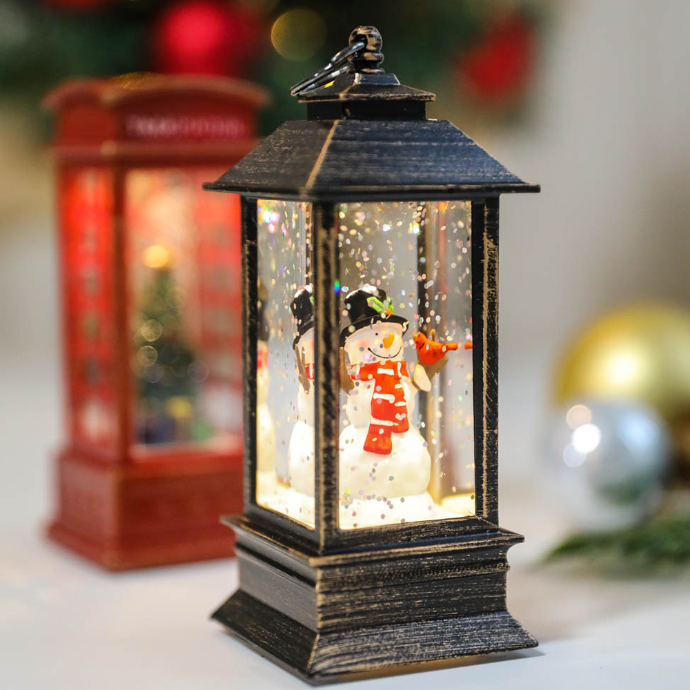 크리스마스 led 워터볼 미니 랜턴 스노우볼+전화박스 소품