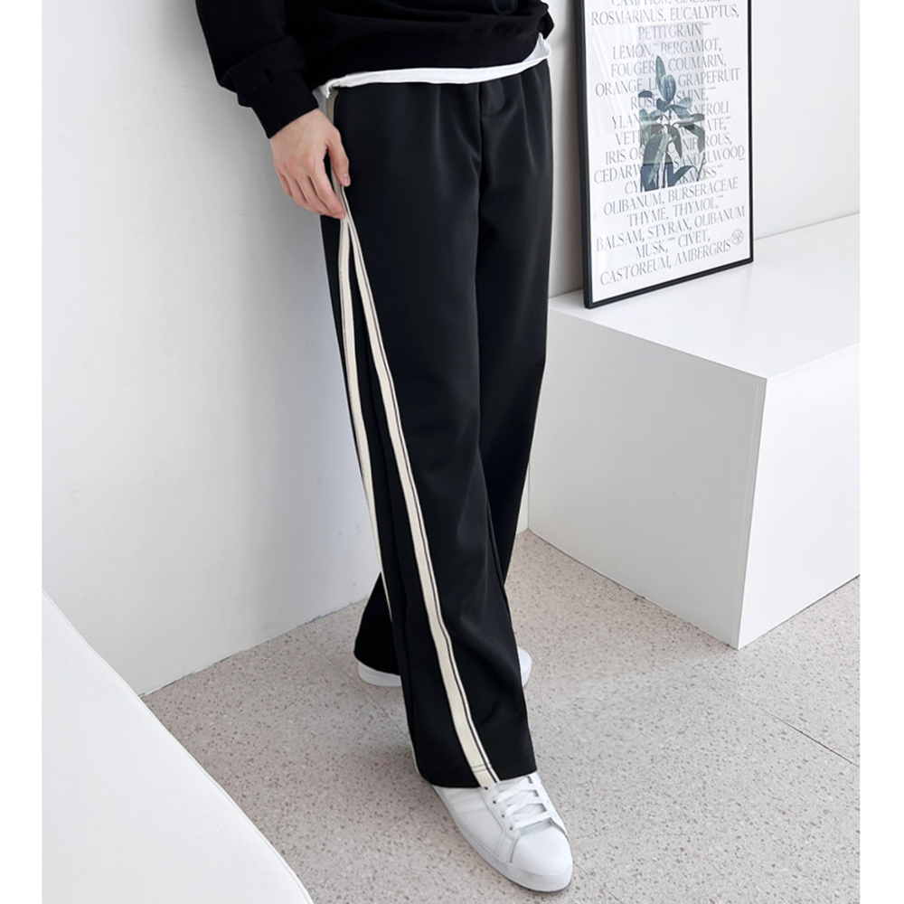 통큰바지 남자 고무줄 일자 와이드 루즈핏 트레이닝 트랙 팬츠 - 상세 이미지 4