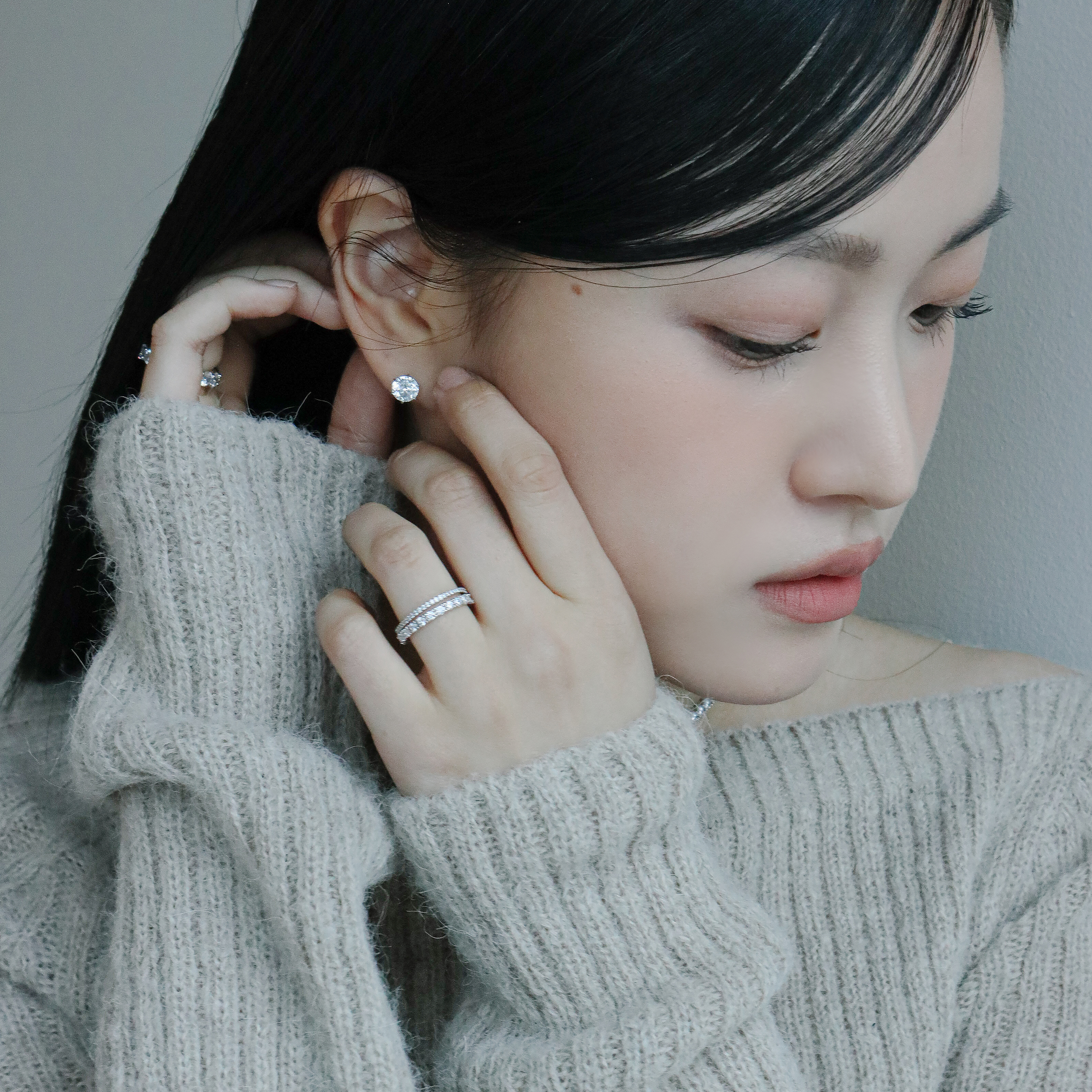 모이사나이트목걸이 5부 1캐럿 실버 목걸이 이미지 6