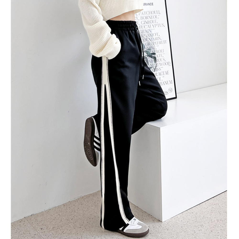 통큰바지 여자 고무줄 일자 와이드 루즈핏 트레이닝 트랙 팬츠 - 상품 이미지