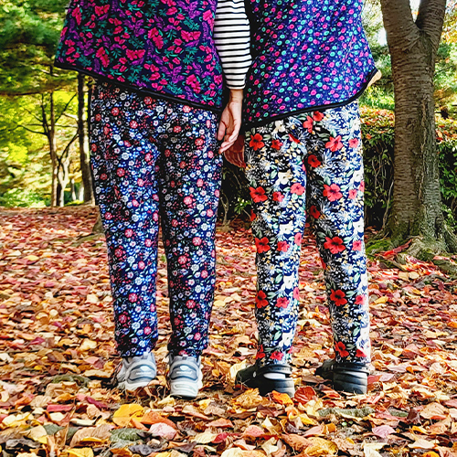 촌캉스 가을 겨울 기모 꽃무늬 몸빼바지 김장 일바지 김장룩 고무줄바지 - 상품 이미지