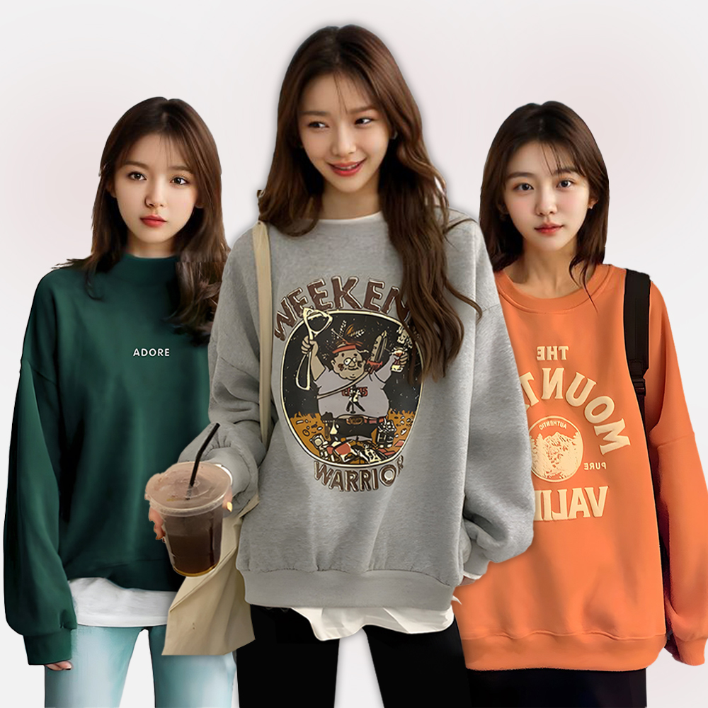 오버핏 후드티 기모 여자 맨투맨 10종