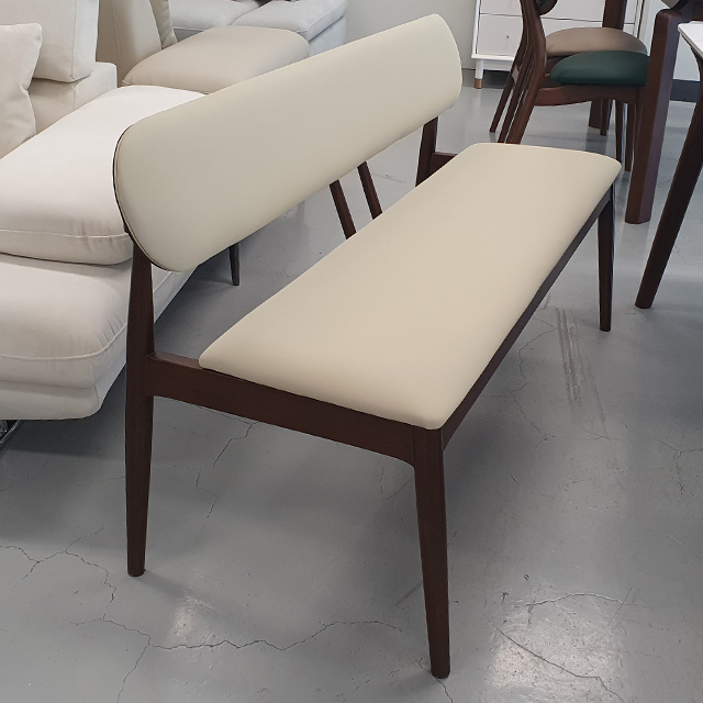 스코나 제르멘 원목 가죽 3인 등받이 벤치 의자