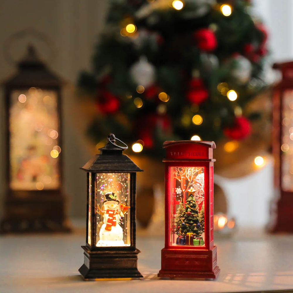 크리스마스 led 워터볼 미니 랜턴 스노우볼+전화박스 소품