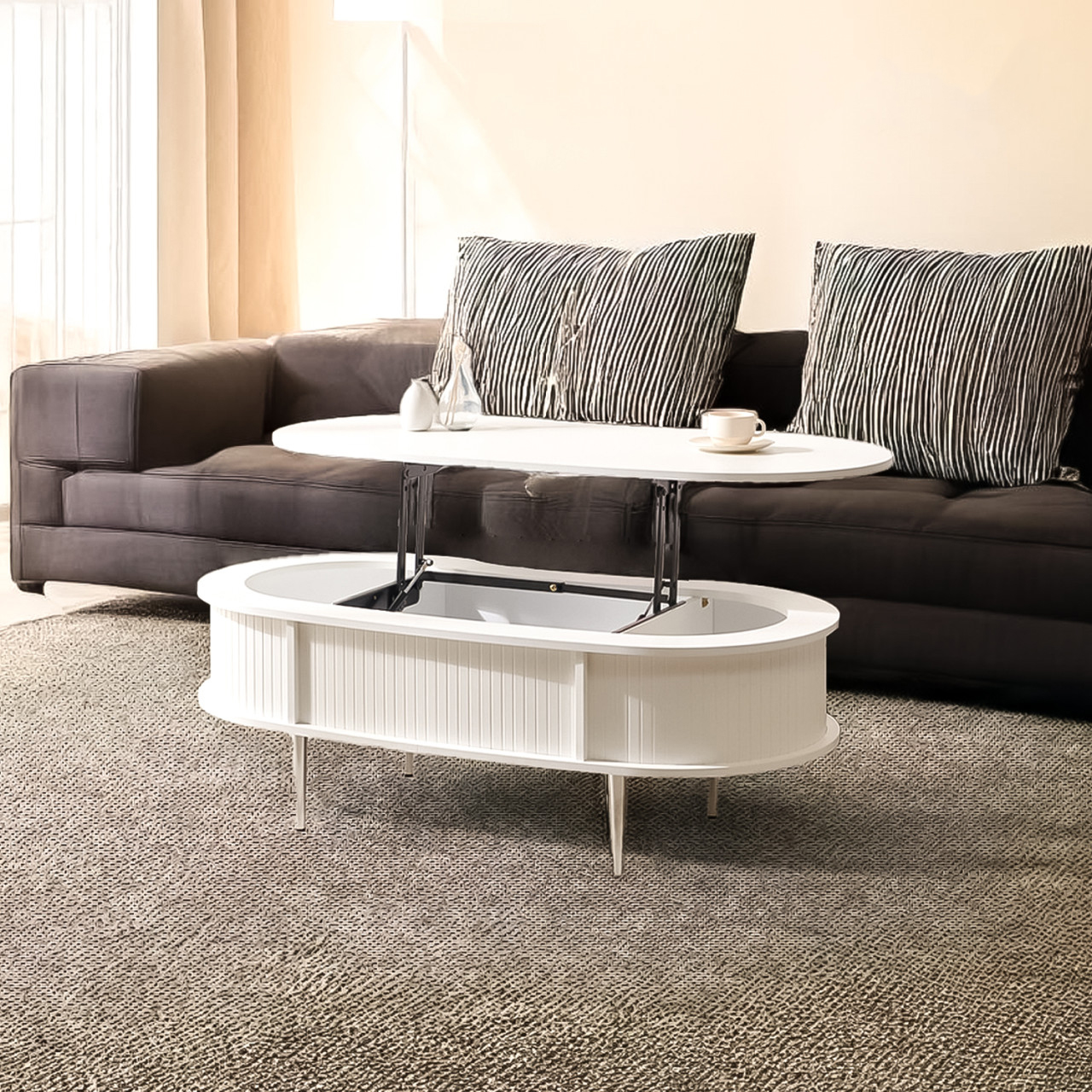 거실 리프트 테이블 소파 리프트업 테이블 업모션 땅콩 탁자