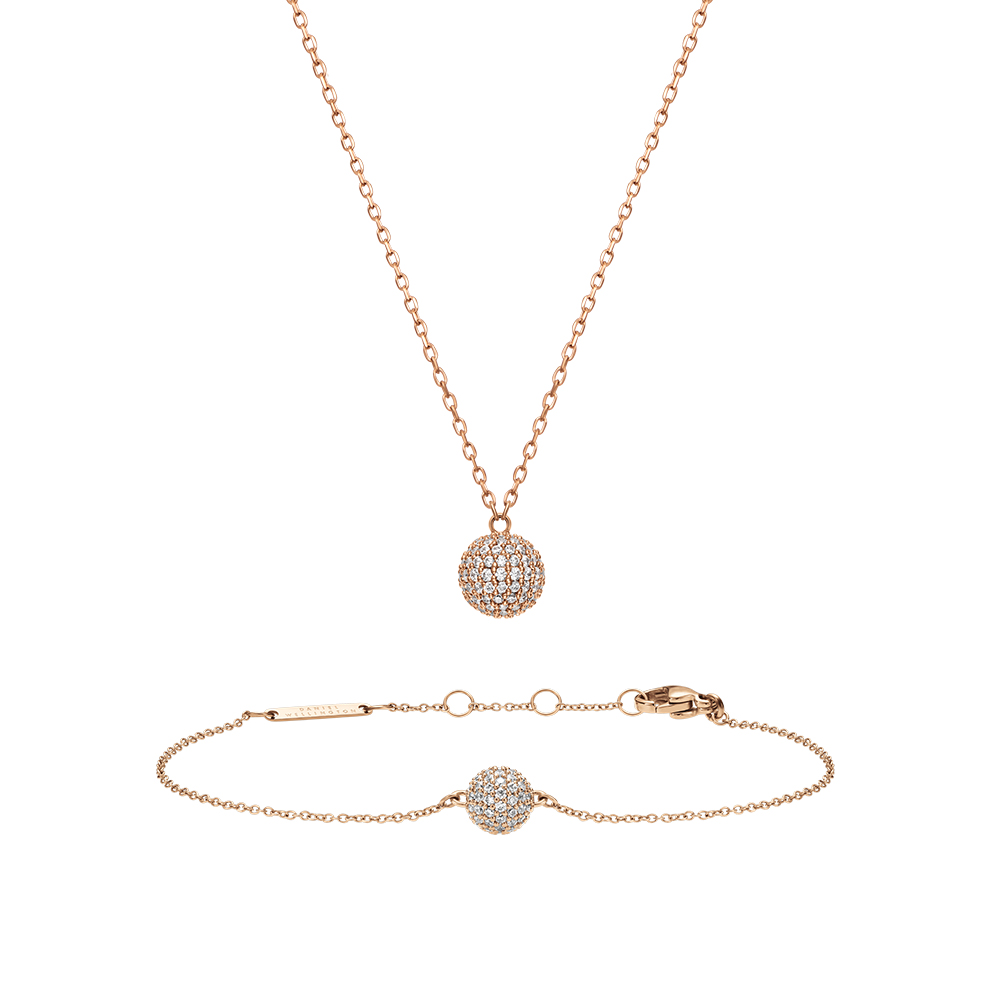 다니엘 웰링턴 PAVE CRYSTAL NECKLACE+ BRACELET 로즈골드 SET - 상품 이미지