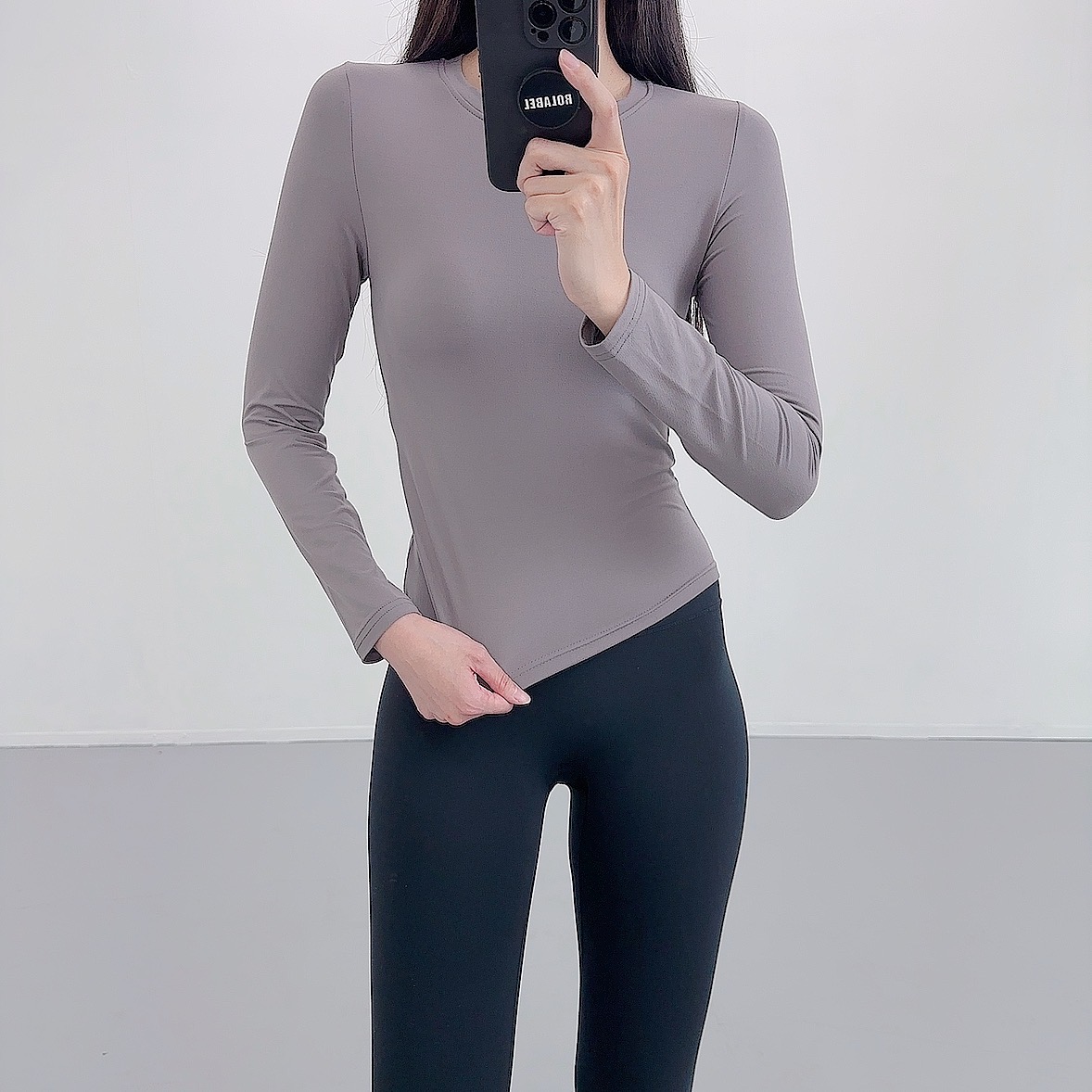 로라벨 리온 필라테스복 여성 요가복 필라테스 요가 상의 옷 커버업 운동복 크롭 탑 긴팔 - 상세 이미지 5
