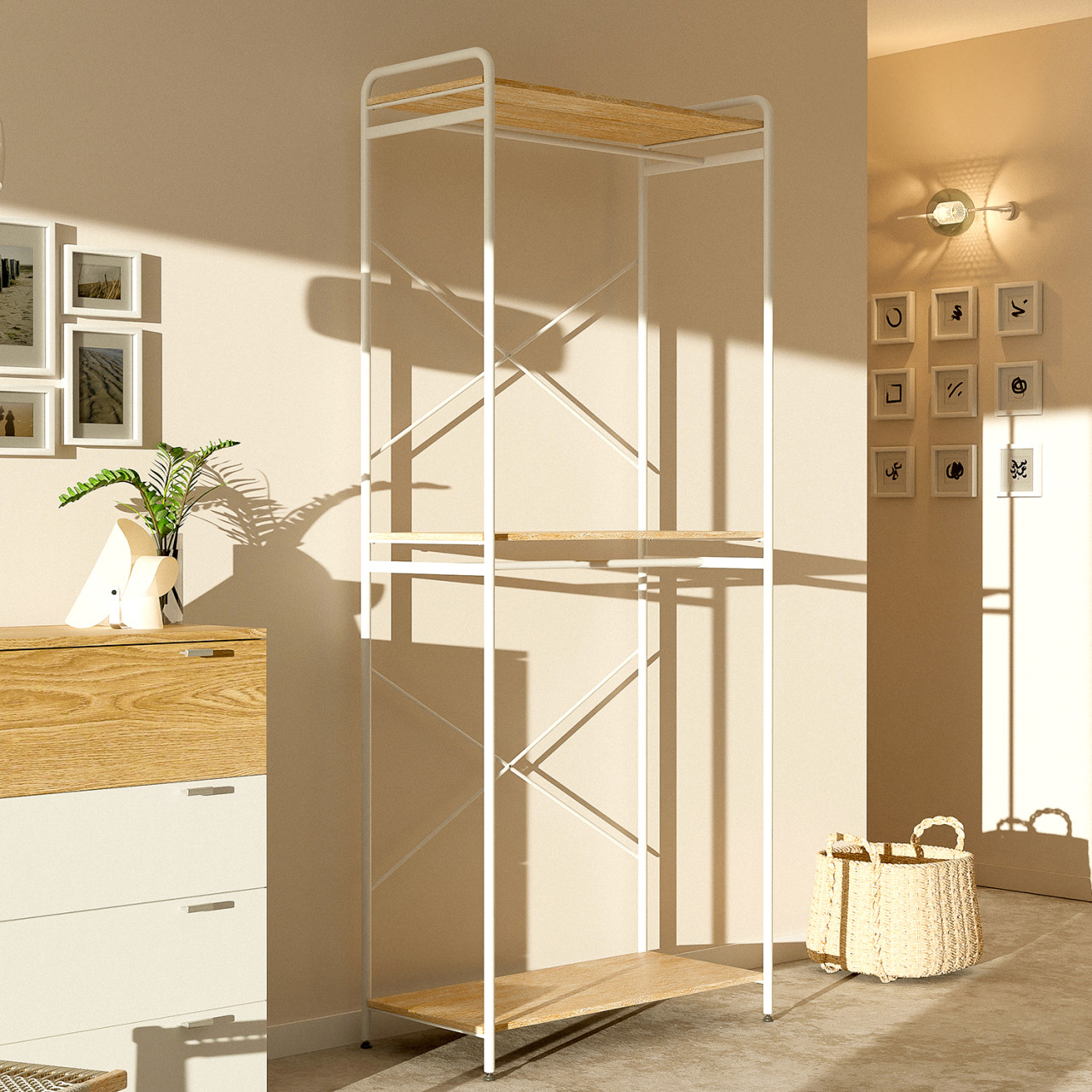 2단 옷장 800 키큰장 간이 옷장 원룸 조립 옷장 오픈형 - 상품 이미지