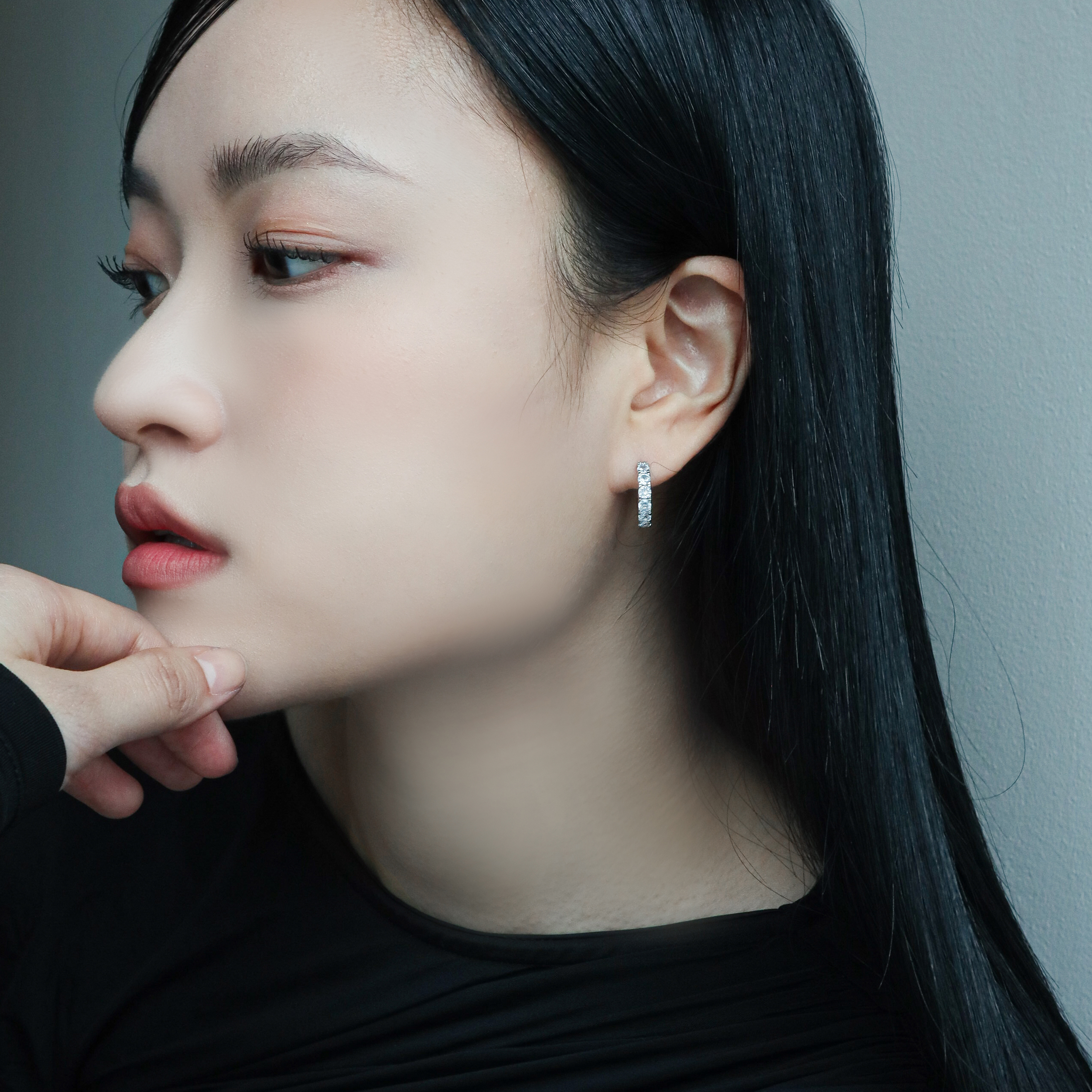 큐빅귀걸이 3mm 화이트 컬러 테니스 귀걸이