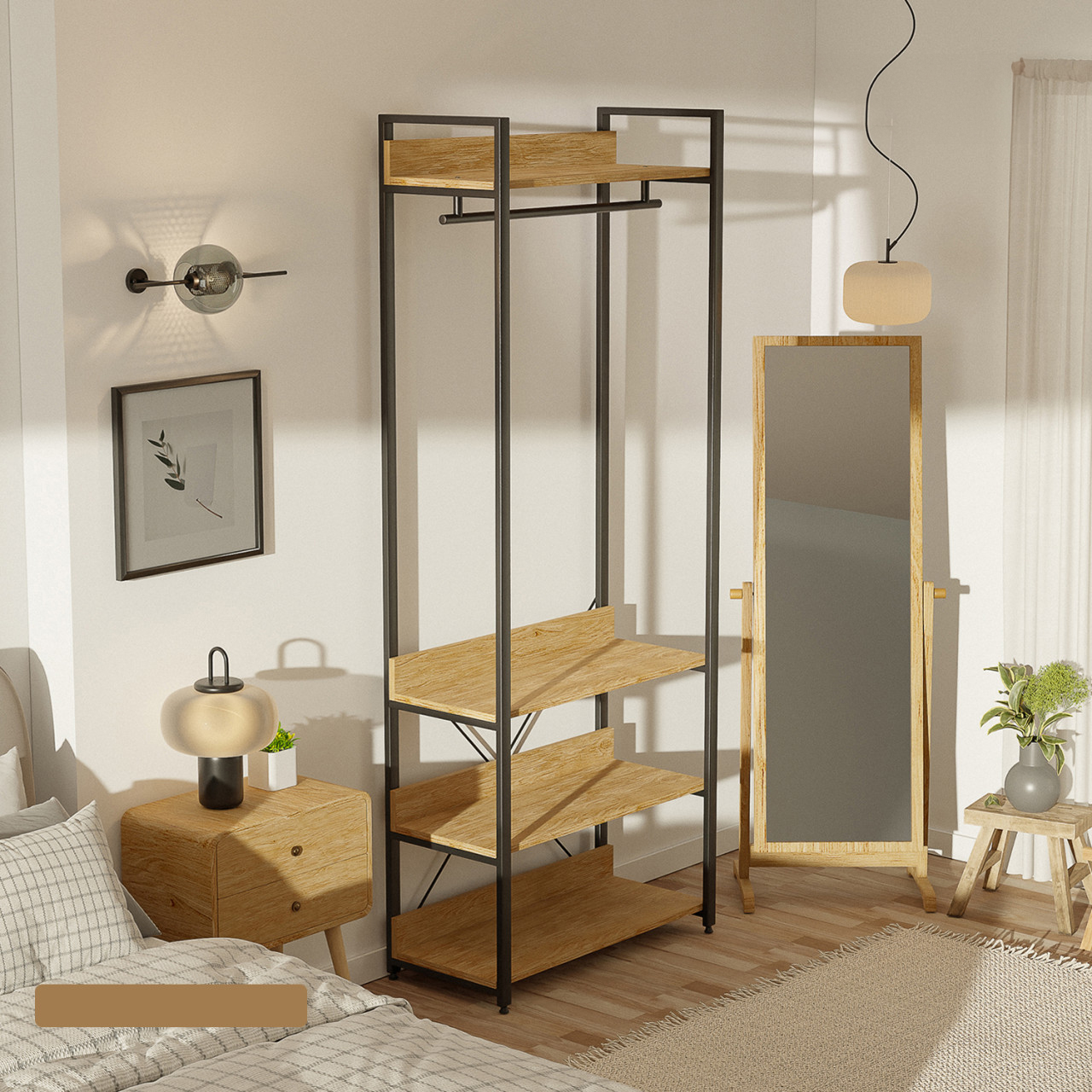 시스템행거 4단 선반 행거 드레스룸 조립식 옷장 철제 행거