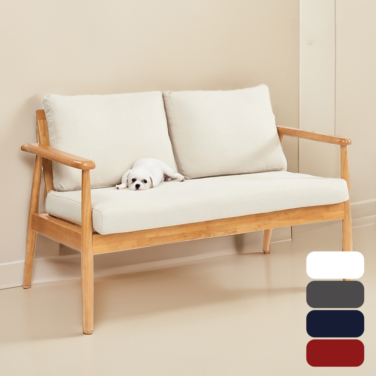 원목 패브릭소파 2인용 쇼파 거실 소파 다이닝 카페쇼파