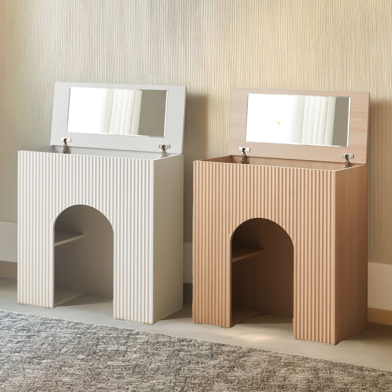 템바보드 화장대 벽난로 콘솔 수납형 슬림 수납 화장대