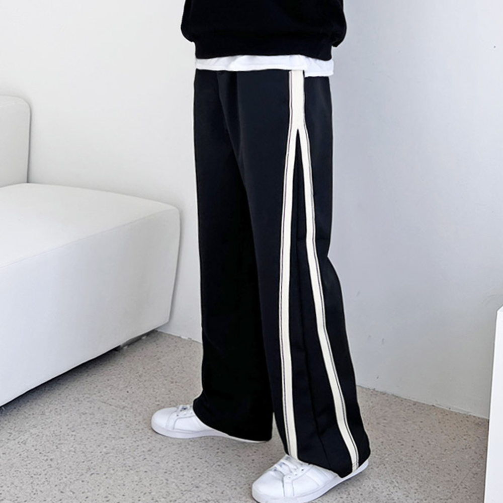 통큰바지 남자 고무줄 일자 와이드 루즈핏 트레이닝 트랙 팬츠 - 상세 이미지 2