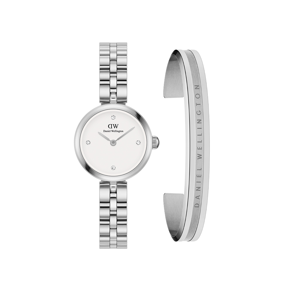 다니엘 웰링턴 ELAN LUMINE 큐빅 시계 + ELAN BRACELET 실버 세트 - 상품 이미지