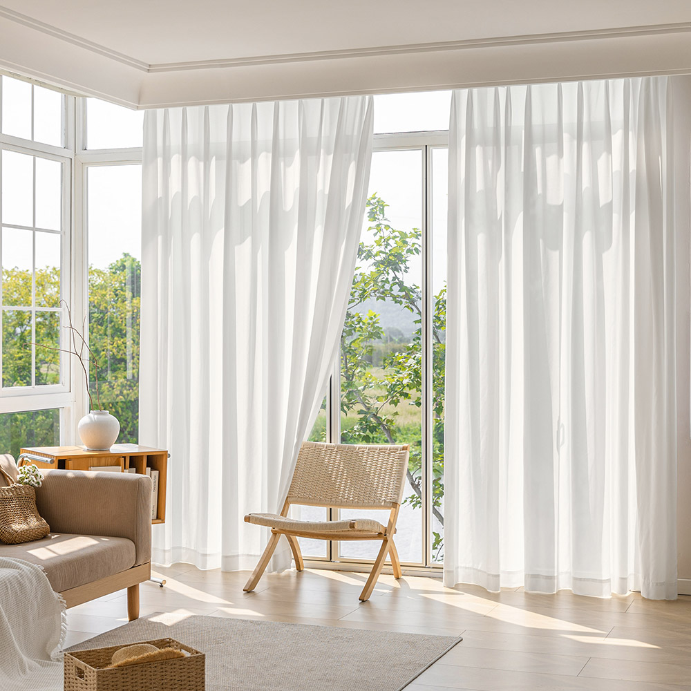 [맞춤제작] 더초이스 소프트 맞춤 핀형커튼 거실커튼 비침없는 암막 차르르 쉬폰커튼 아일렛형